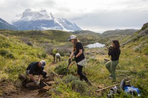 4. Legacy Fund volunteers construct water bars on a new trail to control erosion.Credit Timothy Dhalleine