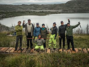 HEADER PHOTO 12.Legacy Fund volunteers and rangers celebrating their newly completed boardwalk.Credit Project Eudaimonia
