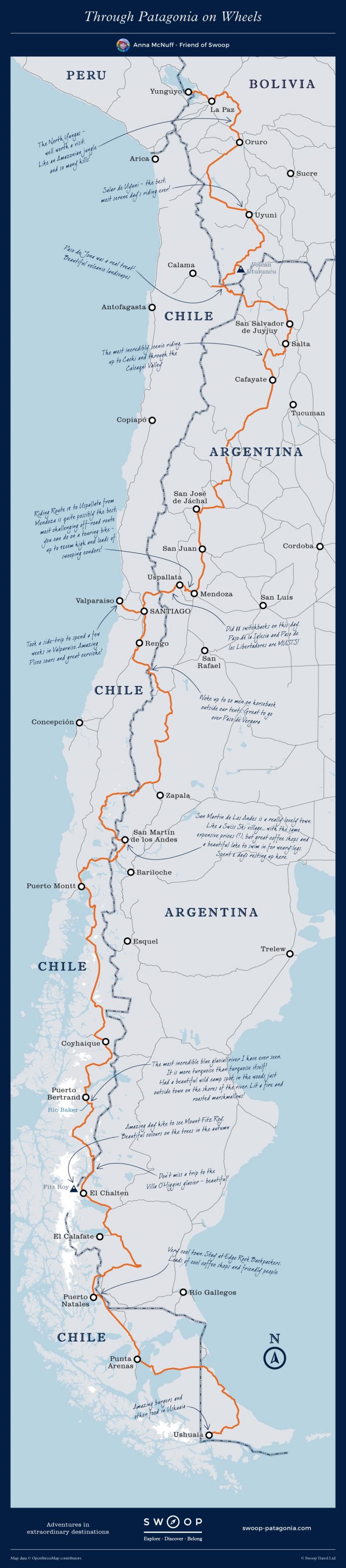 South America Cycle Route Map Anna McNuff