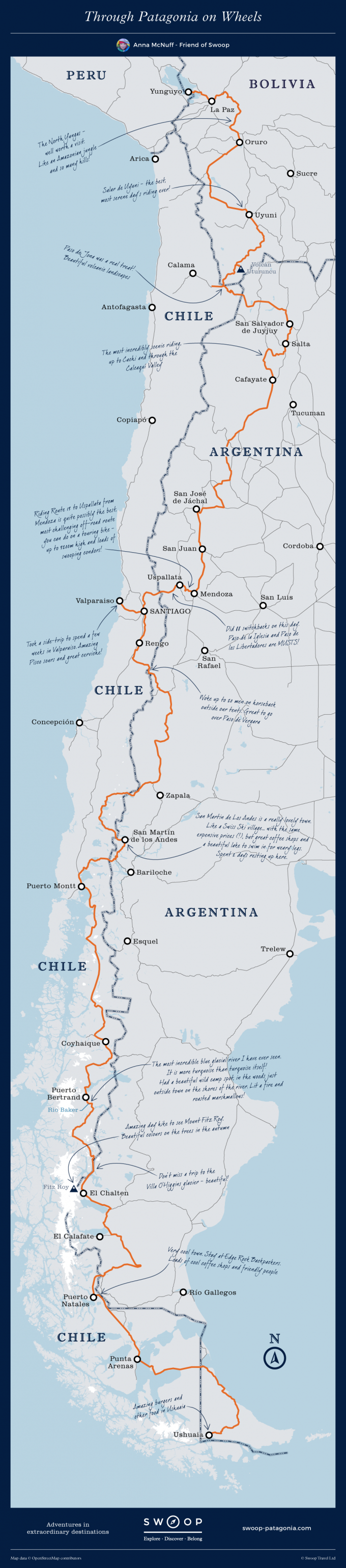 South America Cycle Route Map Anna McNuff