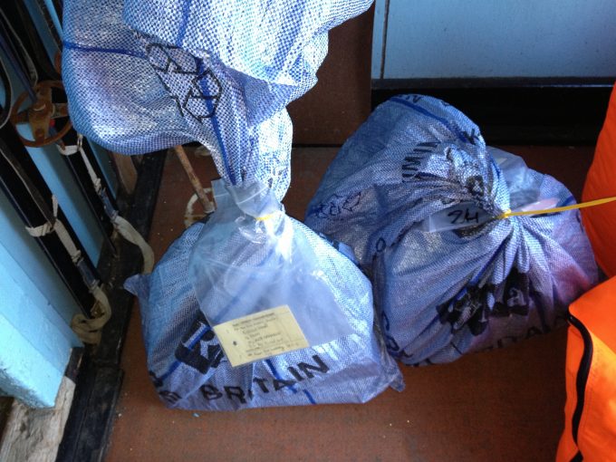 Bags of mail ready to on a ship to the Falklands